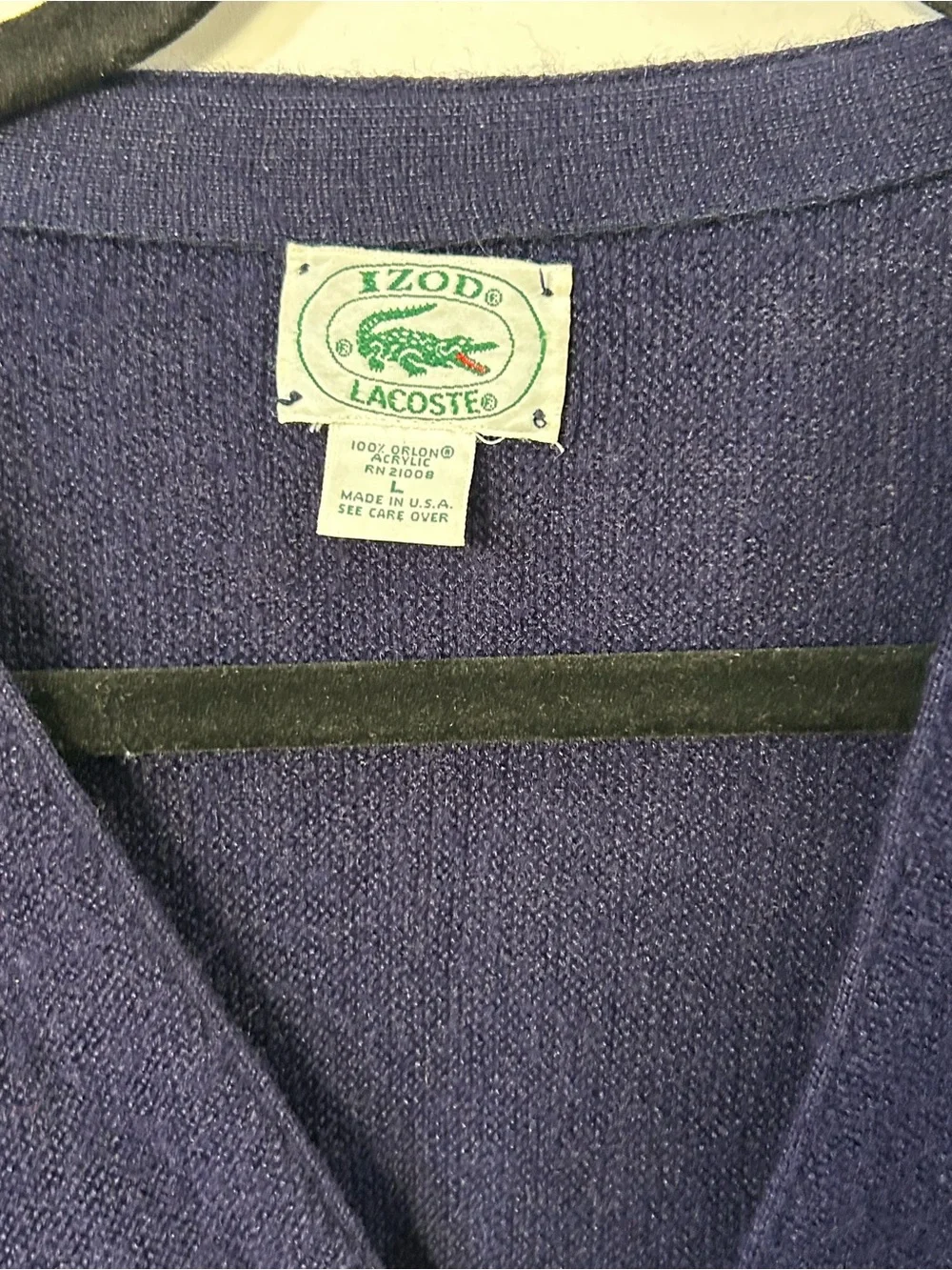 Vintage Izod Lacoste Men's Navy V-Neck Button Cardigan Size L